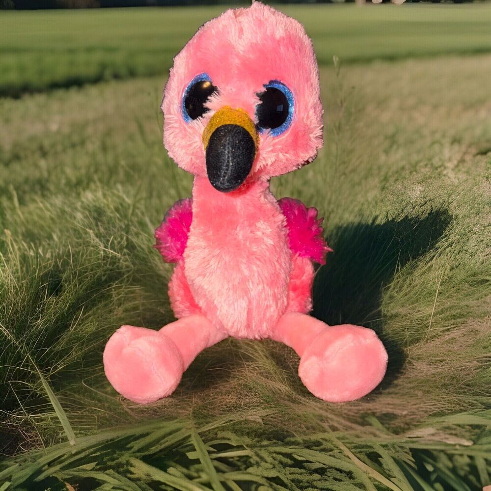 Ty Beanie Boos Gilda - Pink Flamingo 9" #108 Glitter Eyes Sparkly Nose Plush